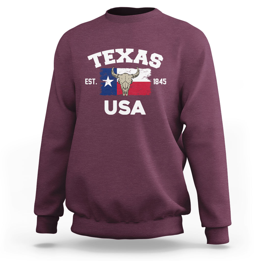 Vintage Texas EST 1845 Souvenir Texas Independence Day Texan Pride Sweatshirt - Wonder Print Shop
