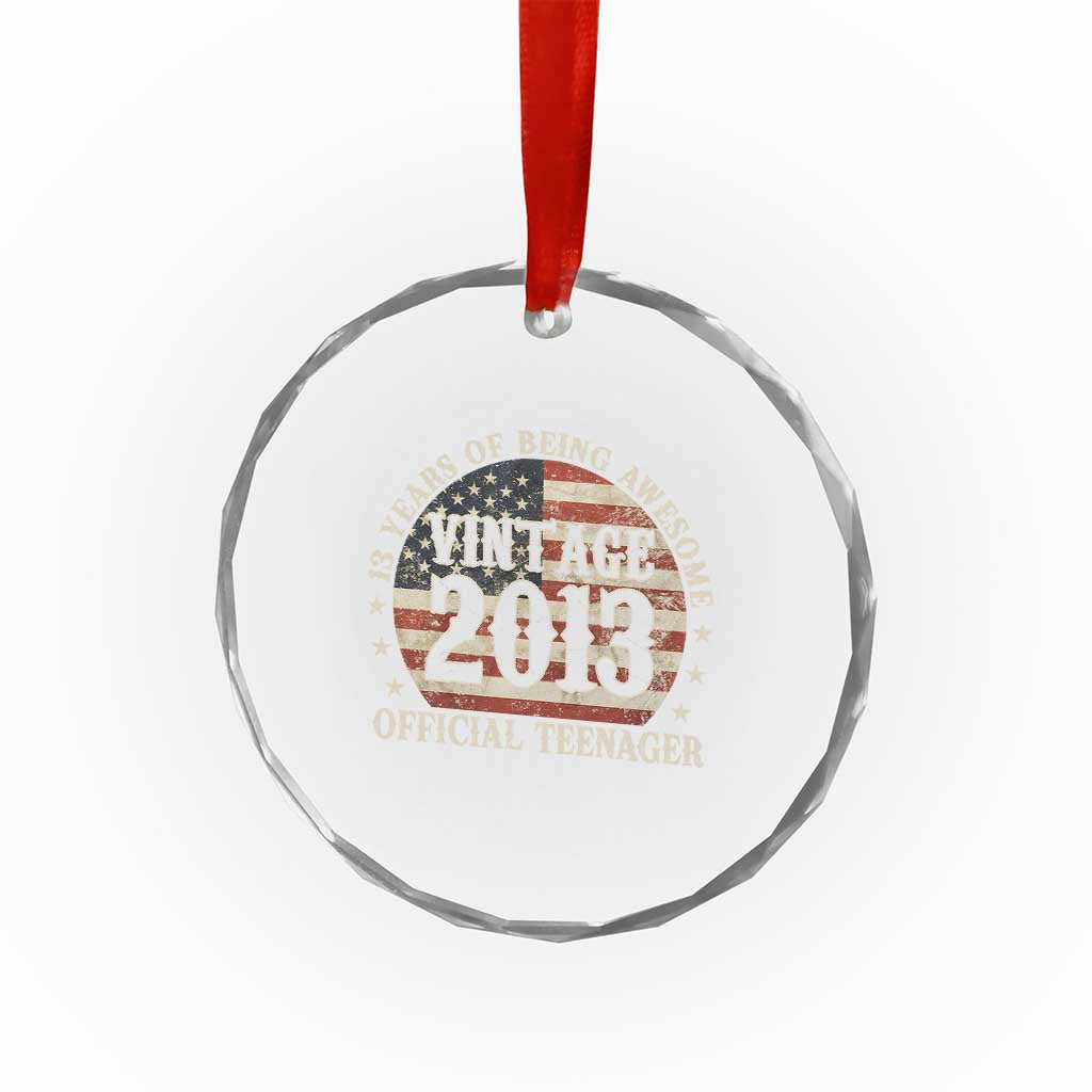 13th Birthday 2026 Crystal Glass Ornament Vintage 2013 Official Teenager 13 Years Of Being Awesome - Wonder Print Shop