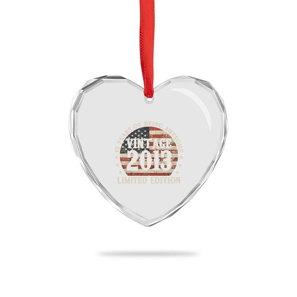 13th Birthday 2026 Heart Crystal Glass Ornament Vintage 2013 Limited Edition 13 Years Of Being Awesome - Wonder Print Shop