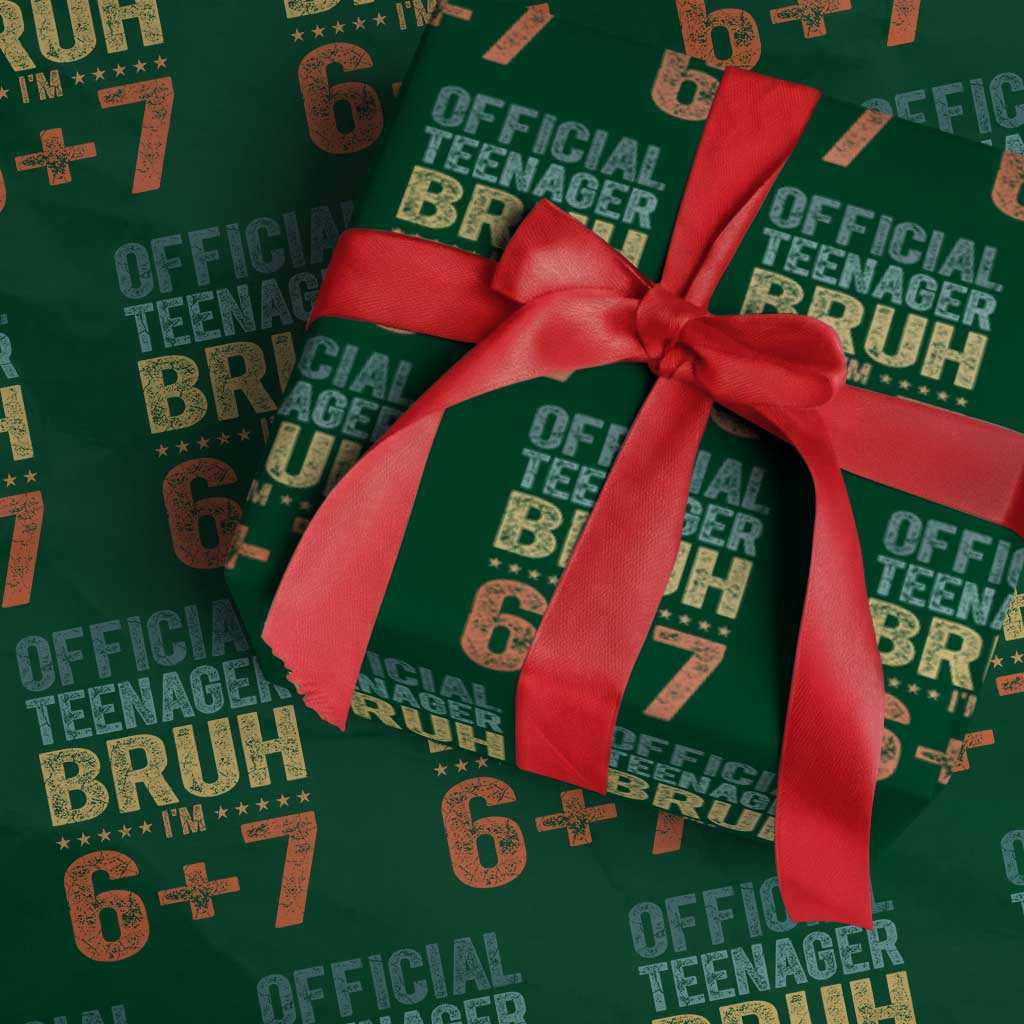 13th Birthday 67 Meme Wrapping Paper Roll Official Teenager Bruh I Am Six Seven Retro 13 Years Old