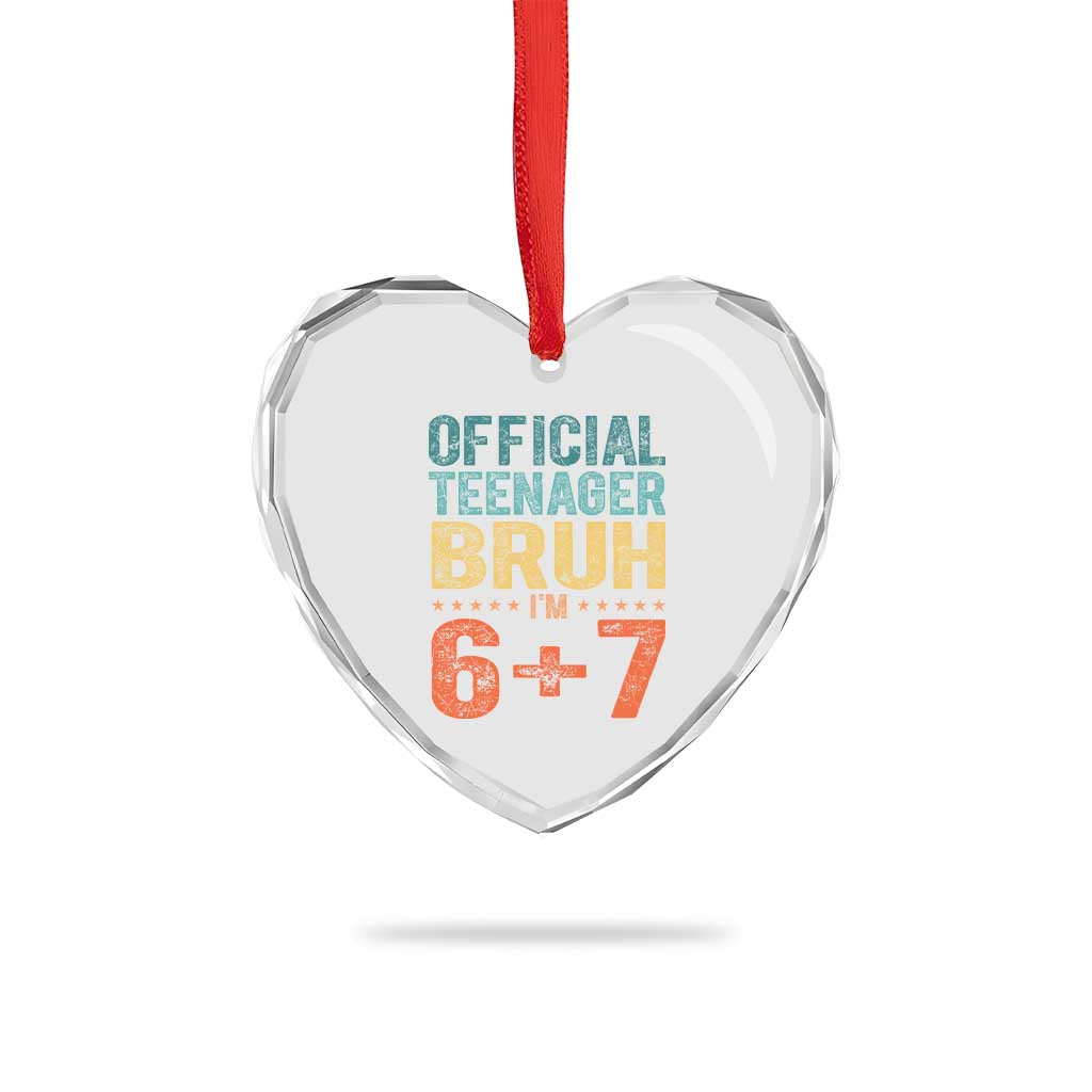 13th Birthday 67 Meme Heart Crystal Glass Ornament Official Teenager Bruh I Am Six Seven Retro 13 Years Old