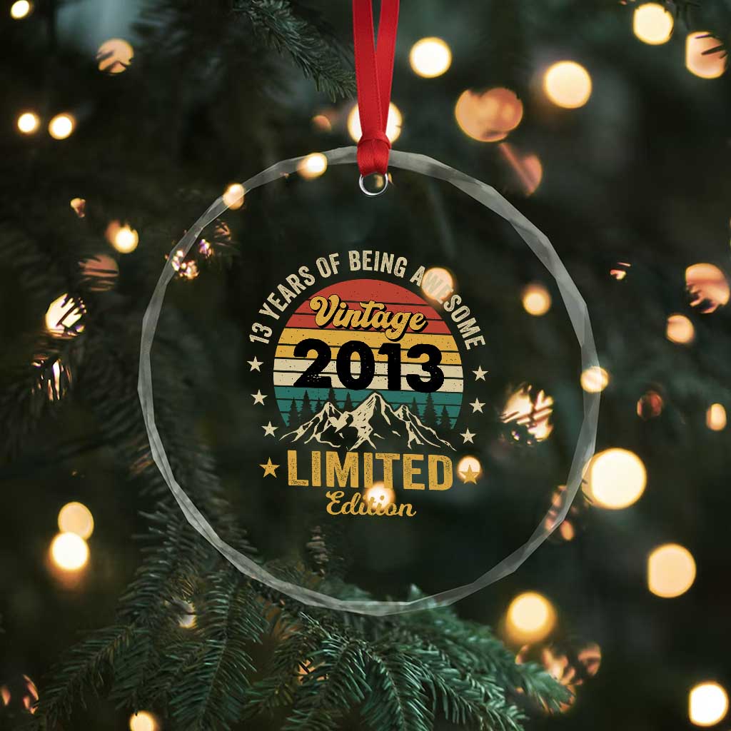 13th Birthday Crystal Glass Ornament Vintage 2013 Limited Edition Retro 13 Years Of Being Awesome Mountain
