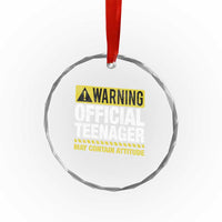 13th Birthday Crystal Glass Ornament Warning Official Teenager May Contain Attitude Funny 13 Years Old