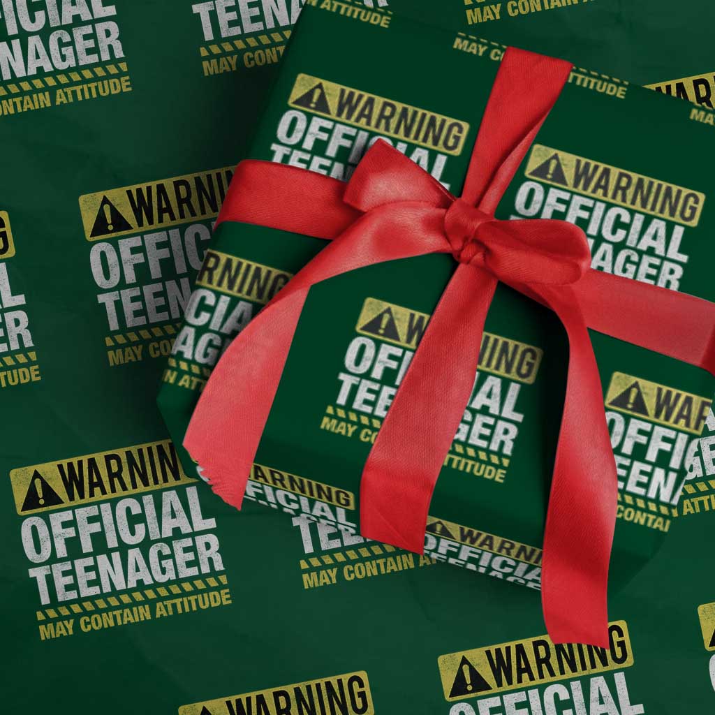 13th Birthday Wrapping Paper Roll Warning Official Teenager May Contain Attitude Funny 13 Years Old