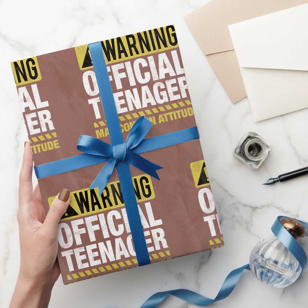 13th Birthday Wrapping Paper Roll Warning Official Teenager May Contain Attitude Funny 13 Years Old