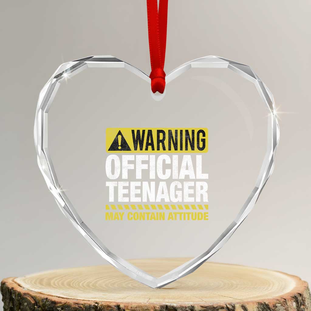 13th Birthday Heart Crystal Glass Ornament Warning Official Teenager May Contain Attitude Funny 13 Years Old