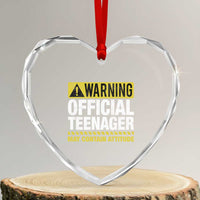 13th Birthday Heart Crystal Glass Ornament Warning Official Teenager May Contain Attitude Funny 13 Years Old