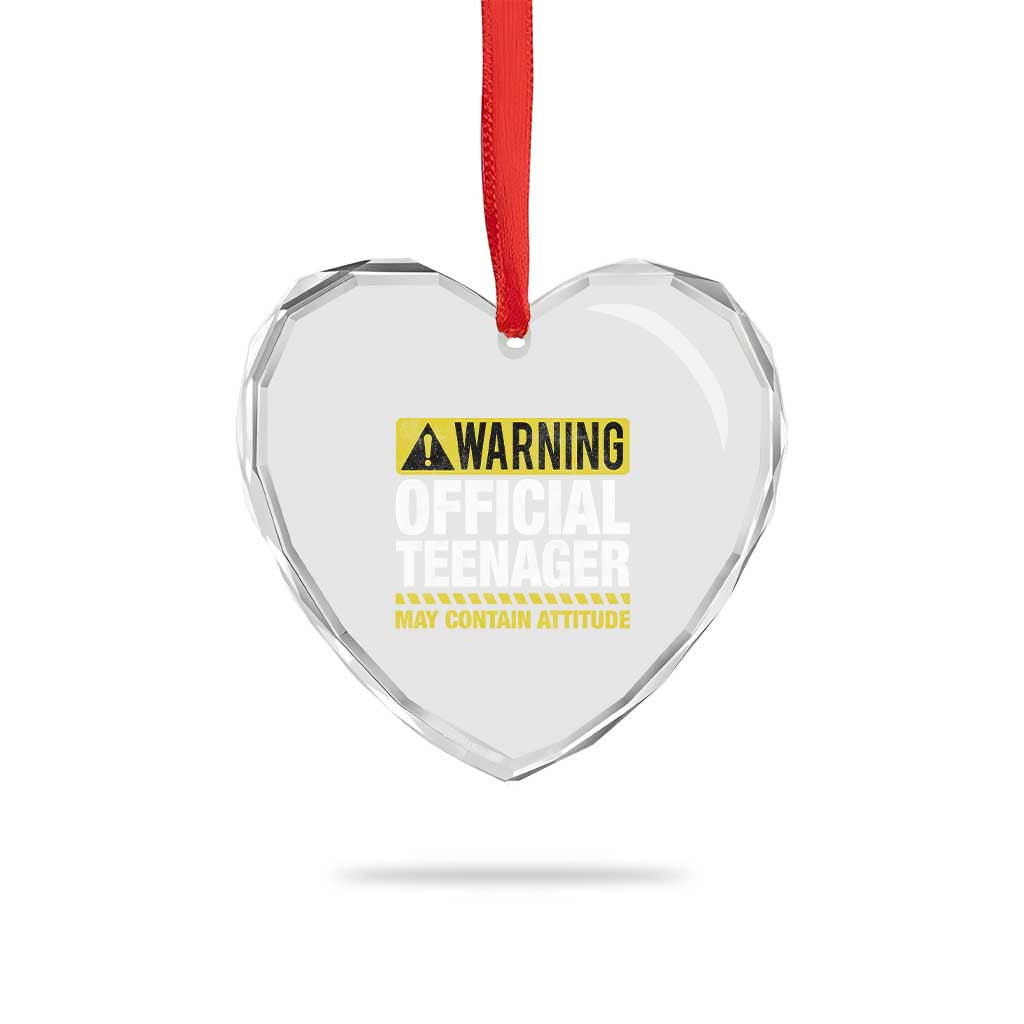 13th Birthday Heart Crystal Glass Ornament Warning Official Teenager May Contain Attitude Funny 13 Years Old