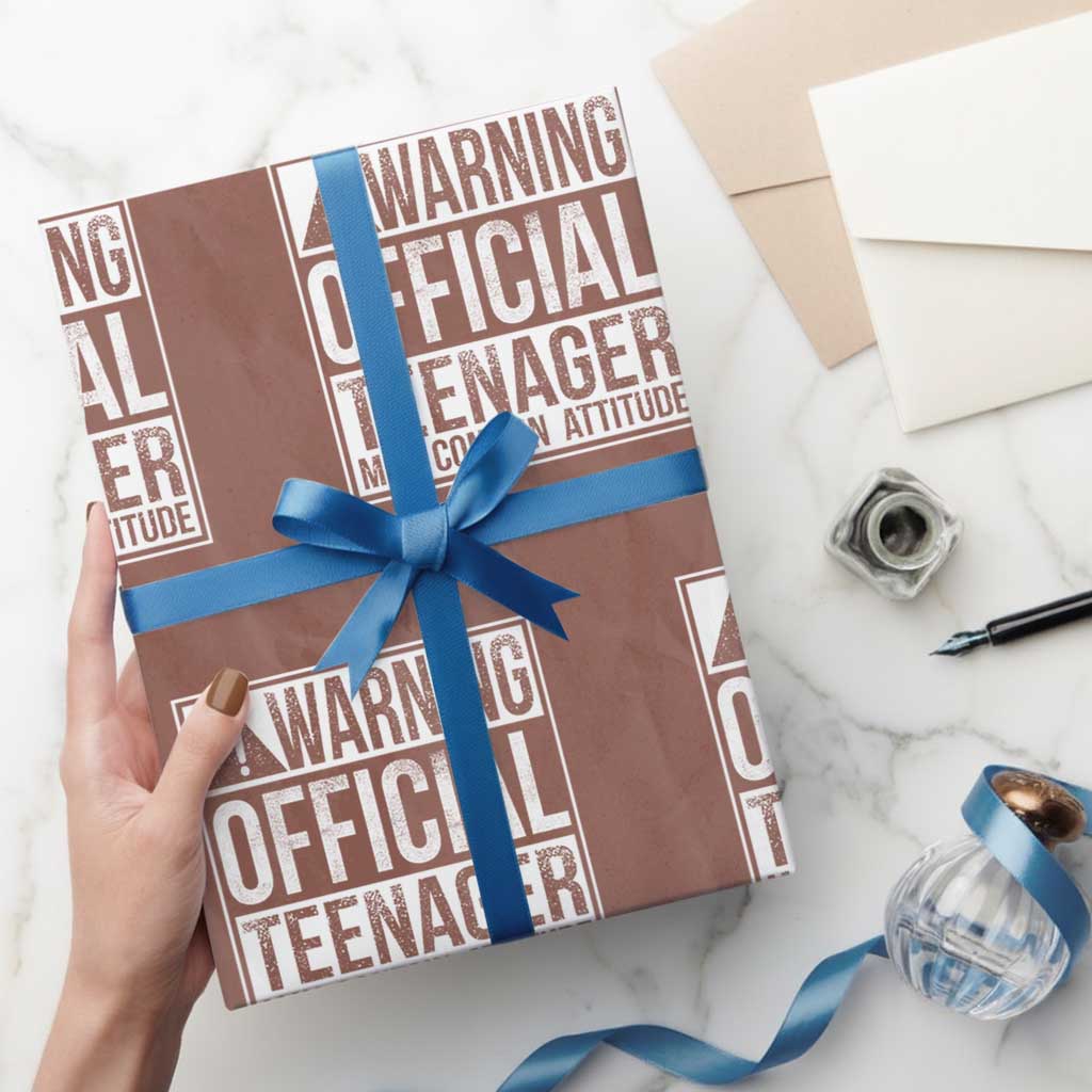13th Birthday Wrapping Paper Roll Warning Official Teenager Boy 13yr