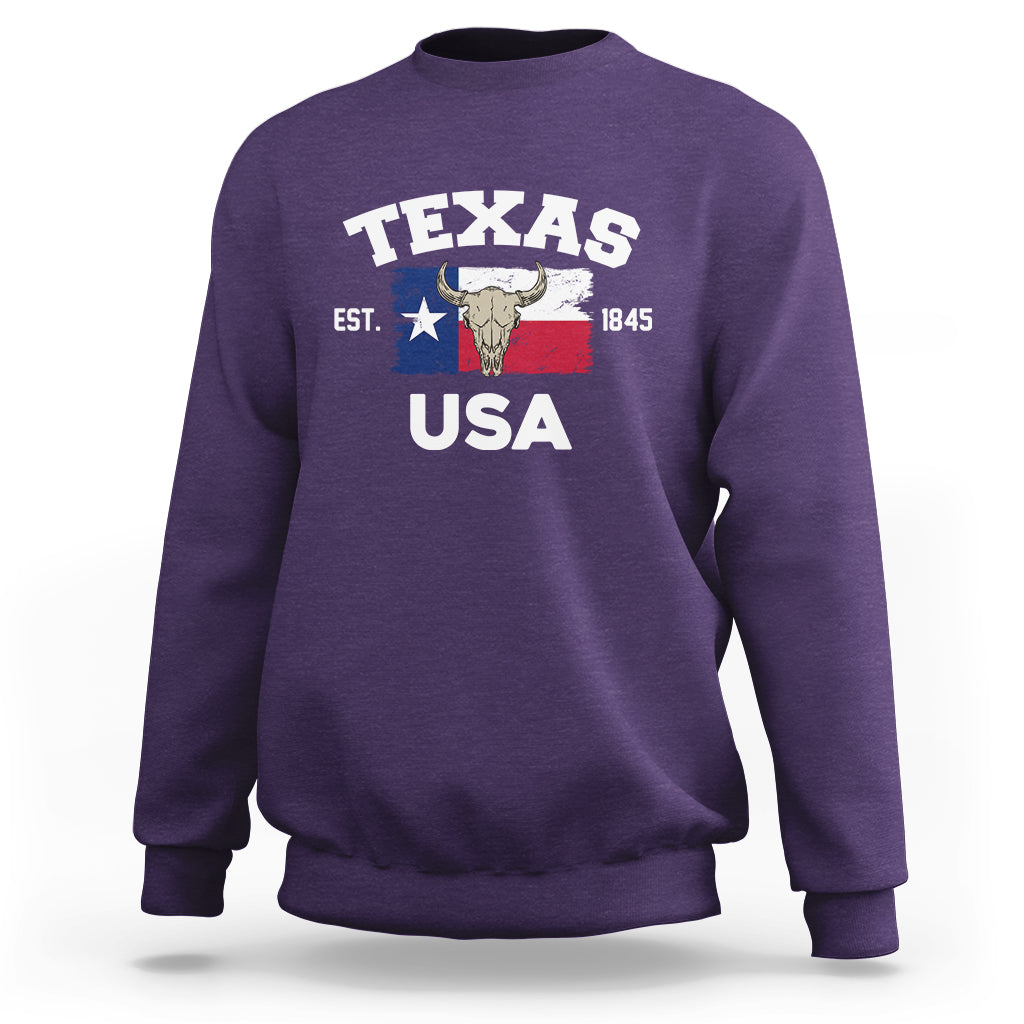 Vintage Texas EST 1845 Souvenir Texas Independence Day Texan Pride Sweatshirt - Wonder Print Shop