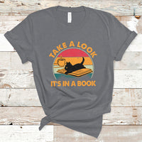 Take A Look It's In A Book Vintage Reading Cat Bookworm Librarian T Shirt - Wonder Print Shop