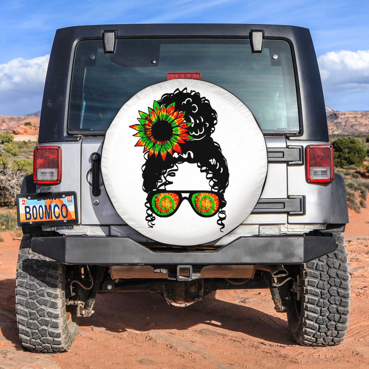 African Tire Covers - Juneteenth Spare Tire Cover Messy Bun Tie Dye Version NO.14 LT8 - Wonder Print Shop