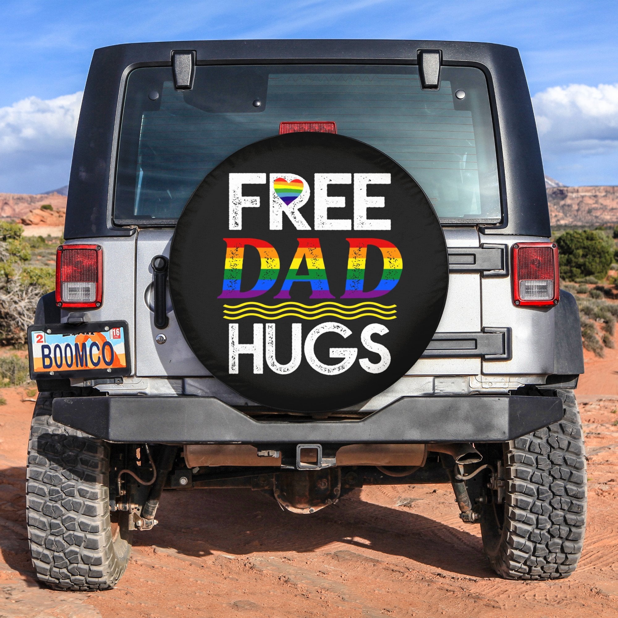 LGBT Tire Covers - Free Dad Hugs Pride Spare Tire Cover NO.81 LT8 - Wonder Print Shop