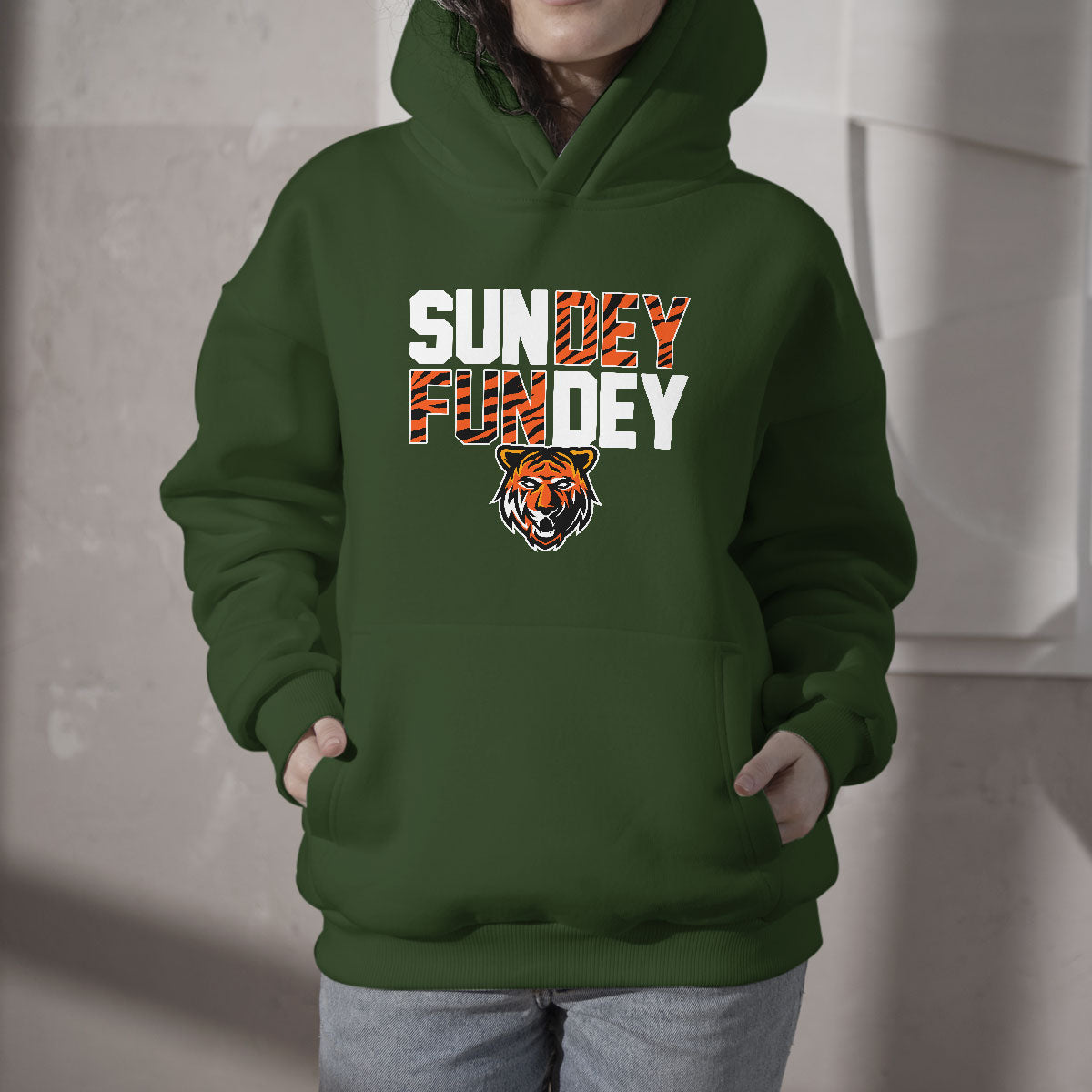 Sundey Fundey Fear Da Tiger Rule The Jungle King Of Da North Hoodie - Wonder Print Shop