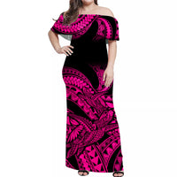 polynesian-pride-off-shoulder-long-dress-hawaiian-tribal-mix-turtle-pink-version