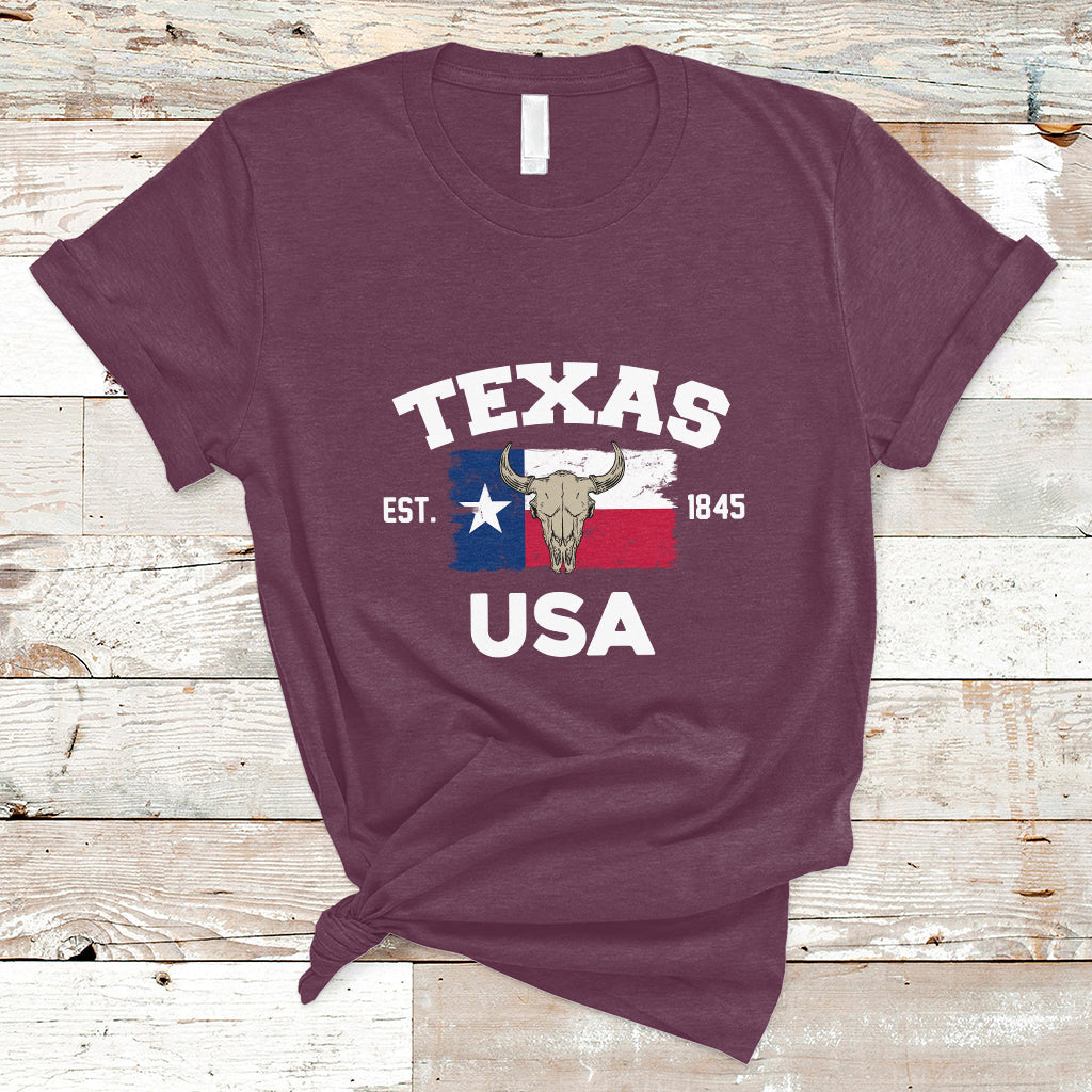 Vintage Texas EST 1845 Souvenir Texas Independence Day Texan Pride T Shirt - Wonder Print Shop