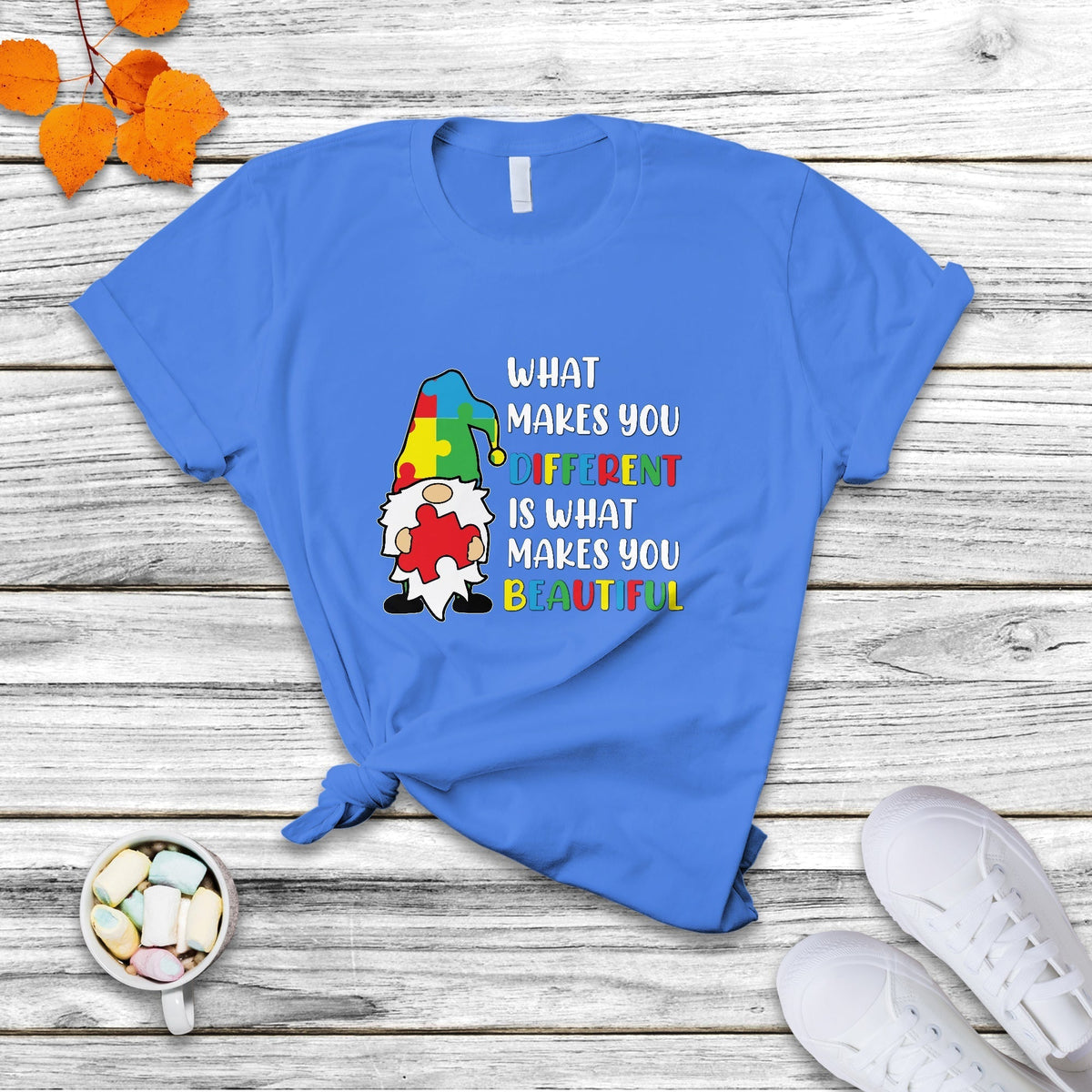 What Makes You Different Is Beautiful Gnome Autism Support T Shirt - Wonder Print Shop