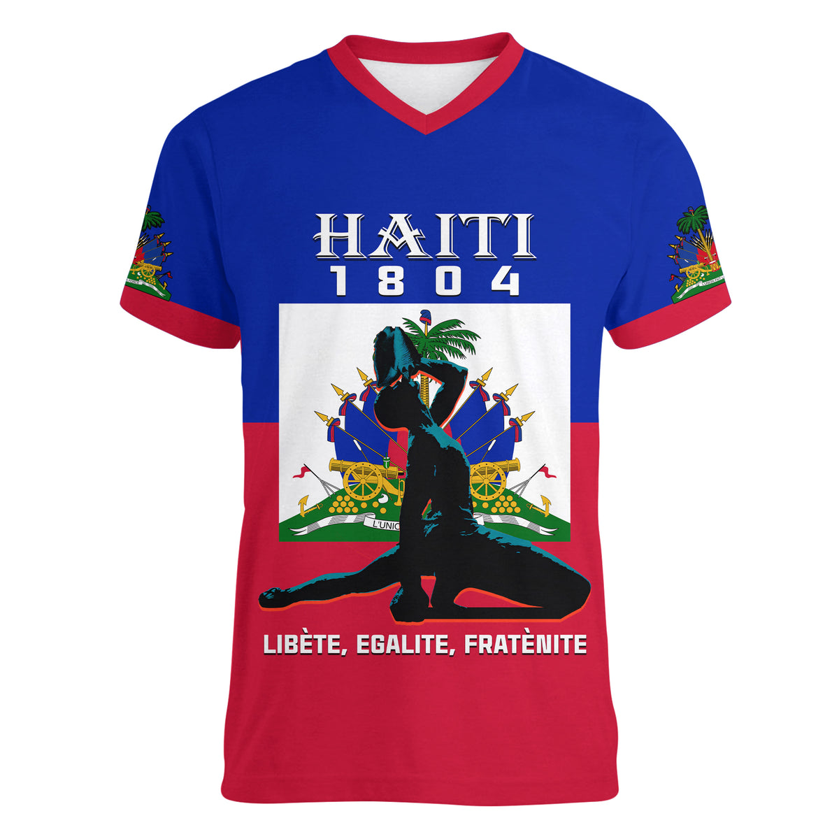 (Custom Personalised) Haiti Women V Neck T Shirt Negre Marron With Haitian Flag - Wonder Print Shop
