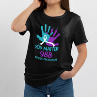 You Matter 988 Suicide Prevention Teal and Purple Ribbon, Awareness T Shirt - Wonder Print Shop