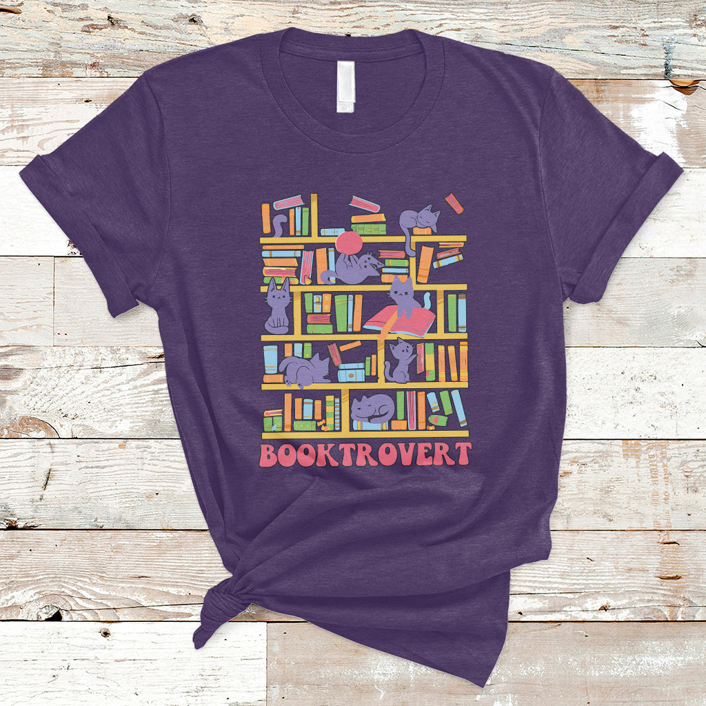Booktrovert Cute Cat Books Funny Book Lover Meaning Reader Reading T Shirt - Wonder Print Shop