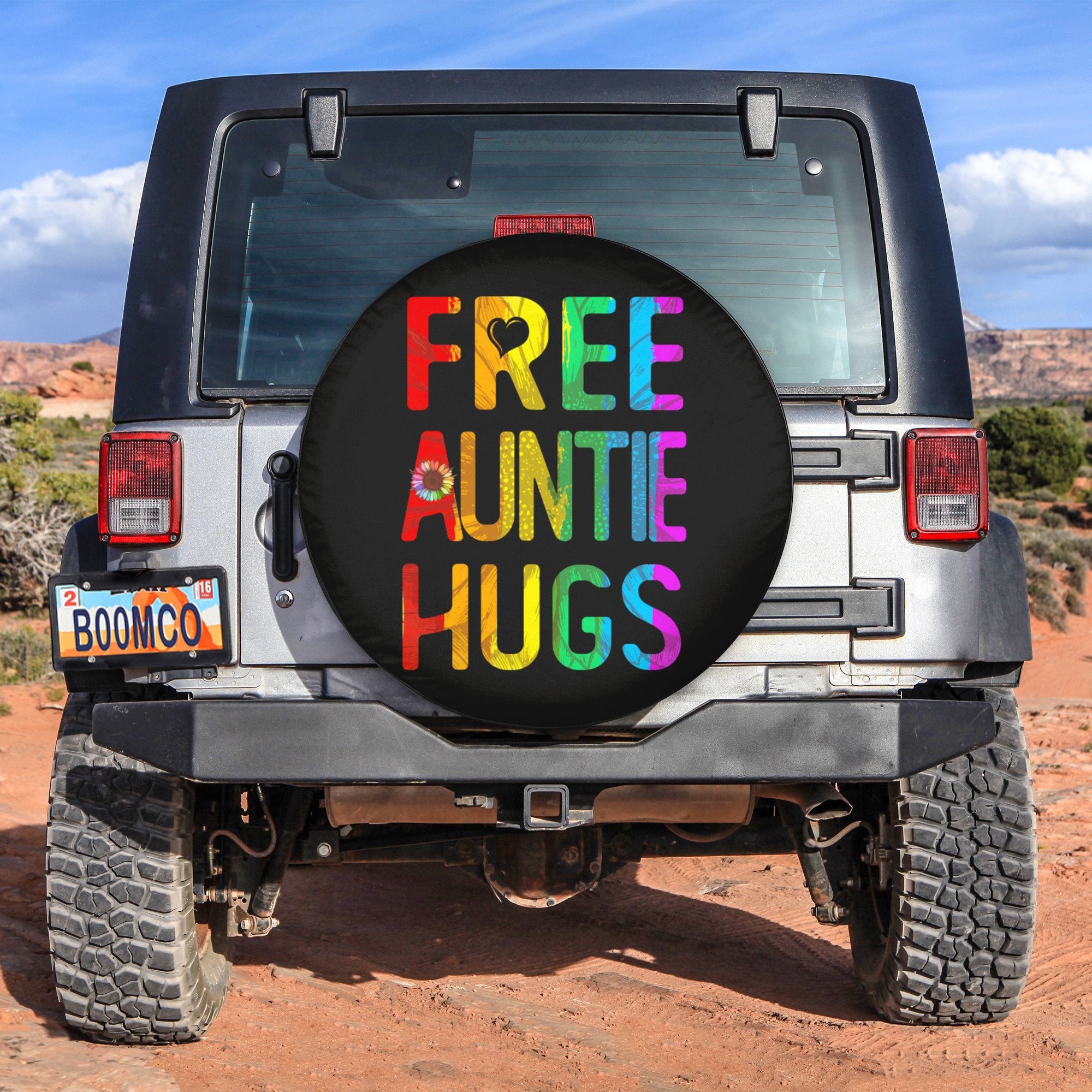 LGBT Tire Covers - Free Auntie Hugs Spare Tire Cover NO.91 LT8 - Wonder Print Shop