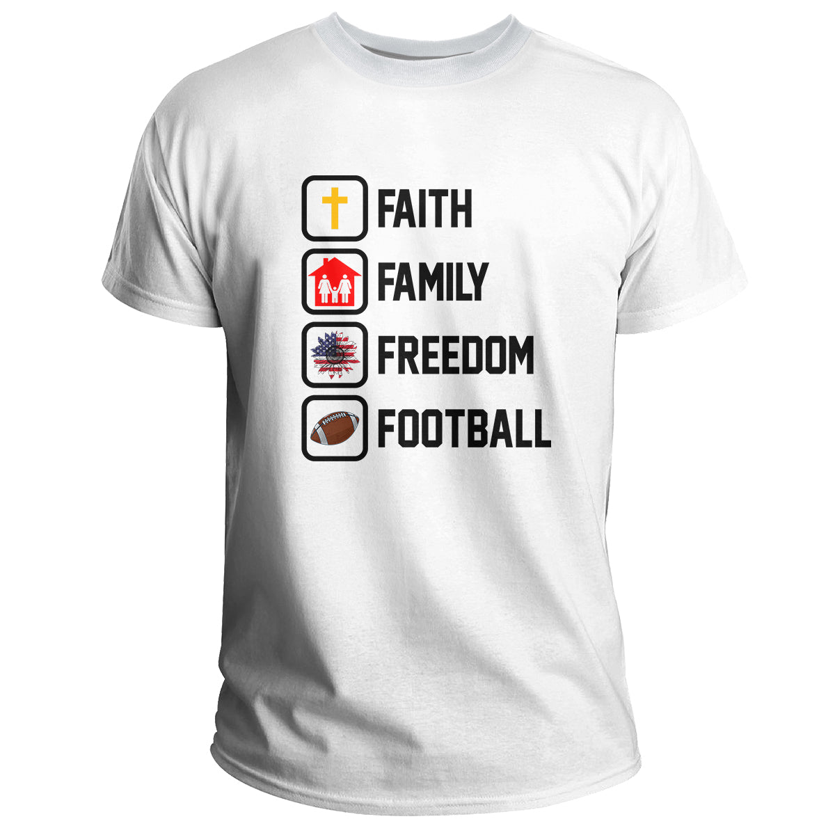 Faith Family Freedom Football Christian for Mens Womens, Christian Patriotic T Shirt - Wonder Print Shop