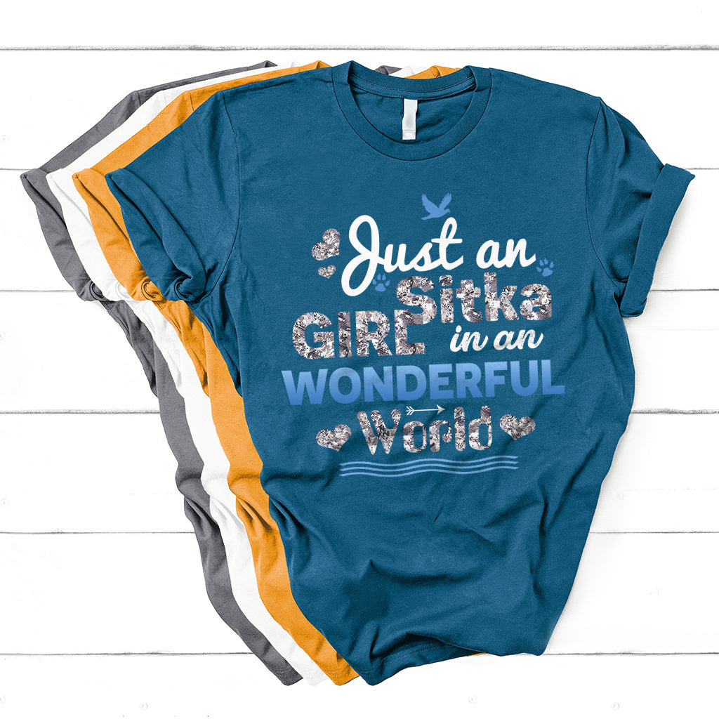 Just An Girl Sitka In An Wonderful World T Shirt - Wonder Print Shop