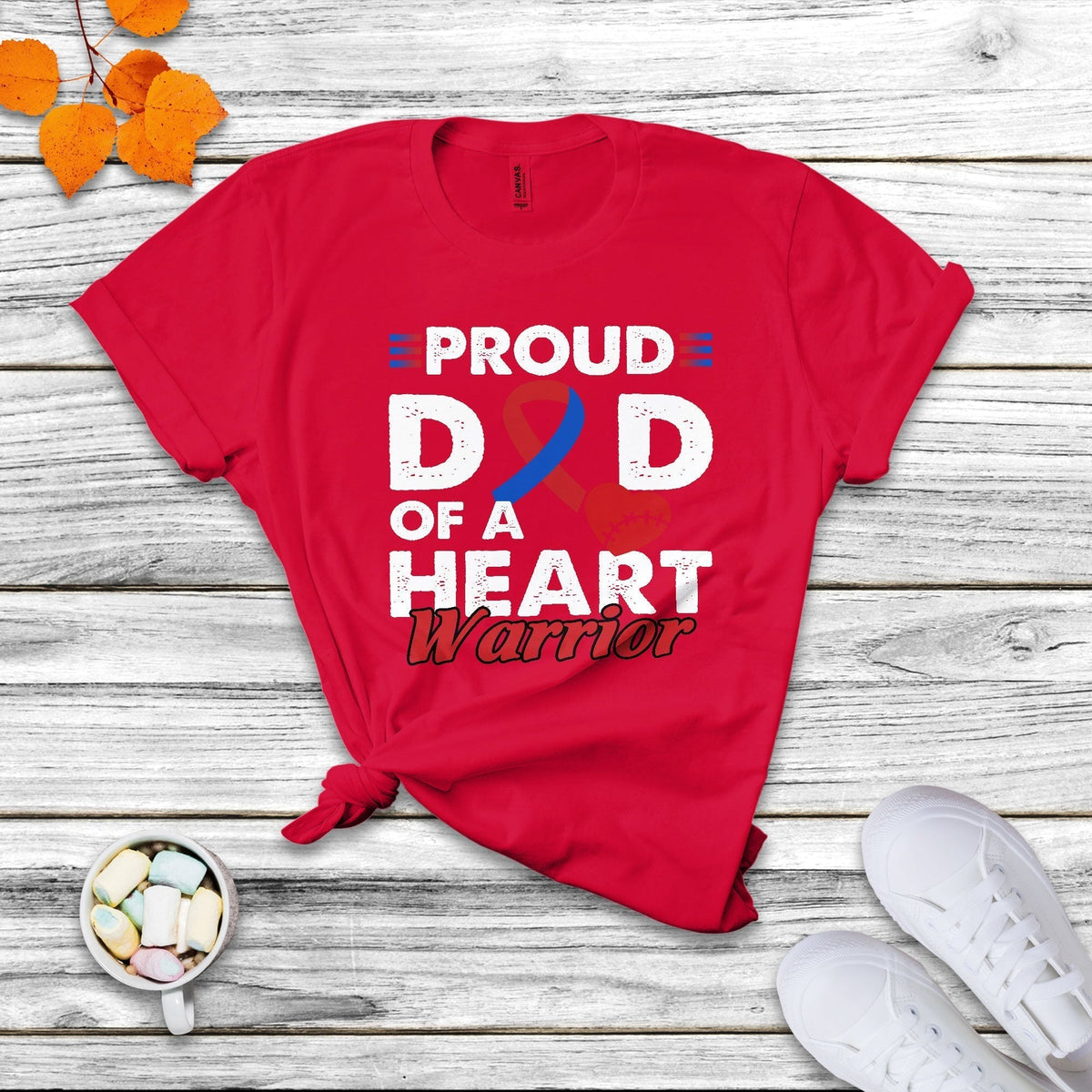 Dad Of A Heart Warrior CHD Congenital Heart Defect Awareness T Shirt - Wonder Print Shop
