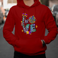 Love Mardi Gras Leopard Mardi Gras Costume Carnival Beads And Bling Hoodie - Wonder Print Shop