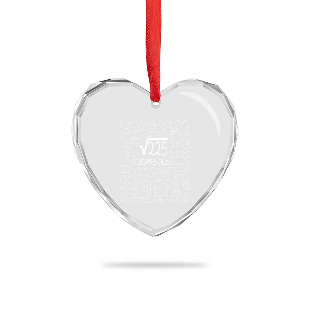 15th Birthday Math Heart Crystal Glass Ornament Square Root of 225 Funny Math Nerd 15 Year Old Gift