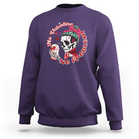 Messy Bun Skeleton No Valetine No Problem Anti Valentines Sweatshirt - Wonder Print Shop
