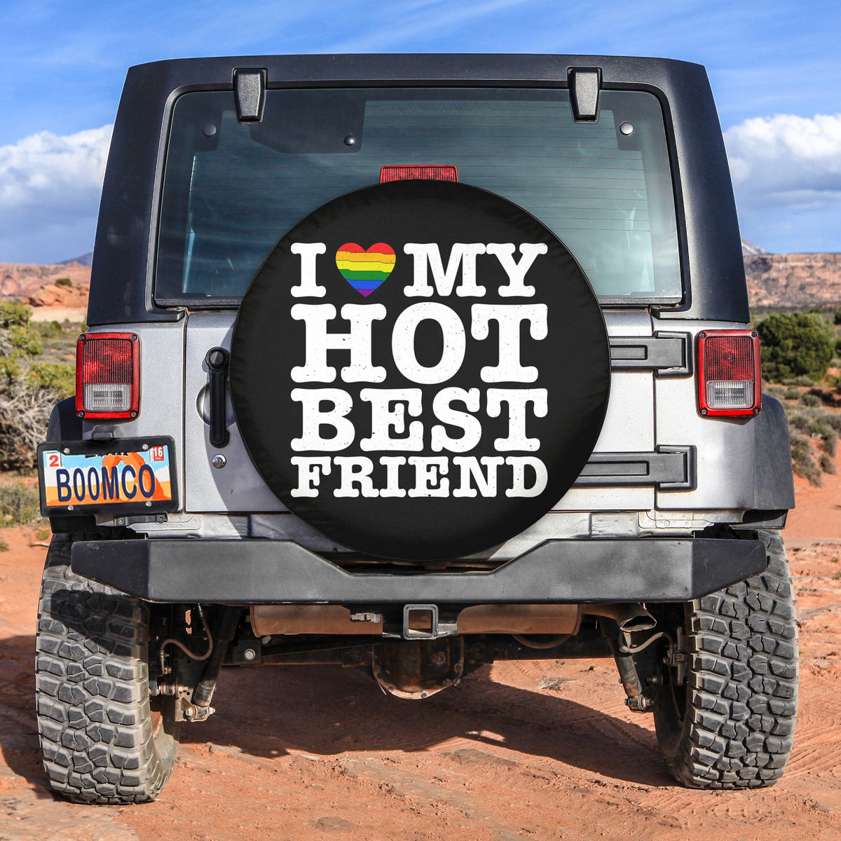 LGBT Tire Covers - I Love My Hot Best Friend Pride Spare Tire Cover NO.97 - Black LT8 - Wonder Print Shop