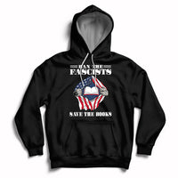 Ban The Fascists Save The Books Funny Banned Book Lovers Bookworm American Flag Hoodie - Wonder Print Shop