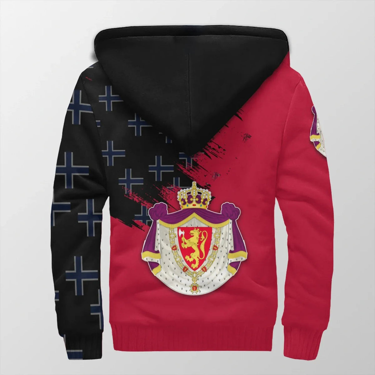 Norway Coat Of Arms Sherpa Hoodie Flag Style RLT7 - Wonder Print Shop