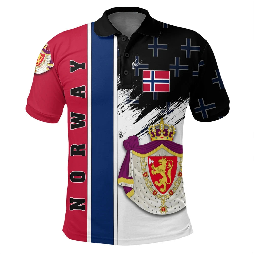 Norway Polo Shirt Coat Of Arms Flag Style RLT7 - Wonder Print Shop