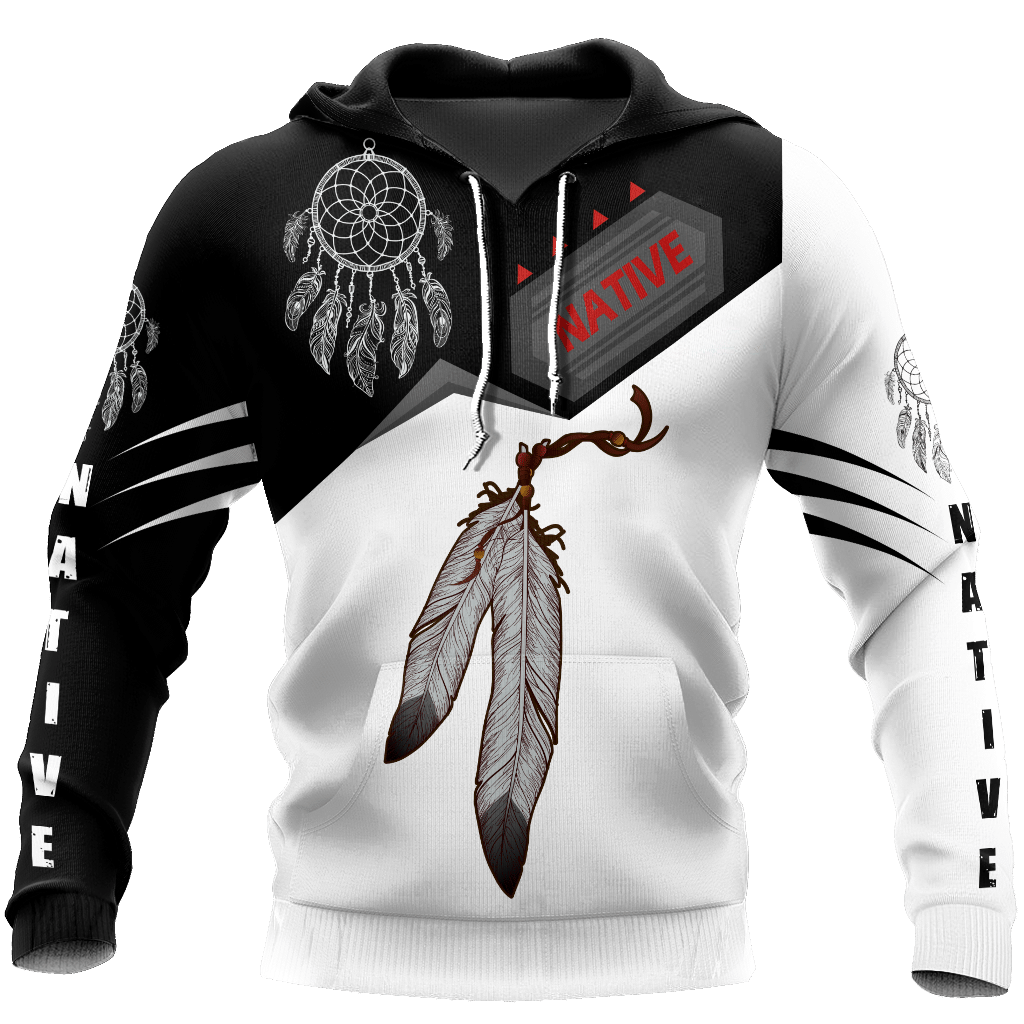Premium Native American Feather All Over Printed Hoodie - Wonder Print Shop