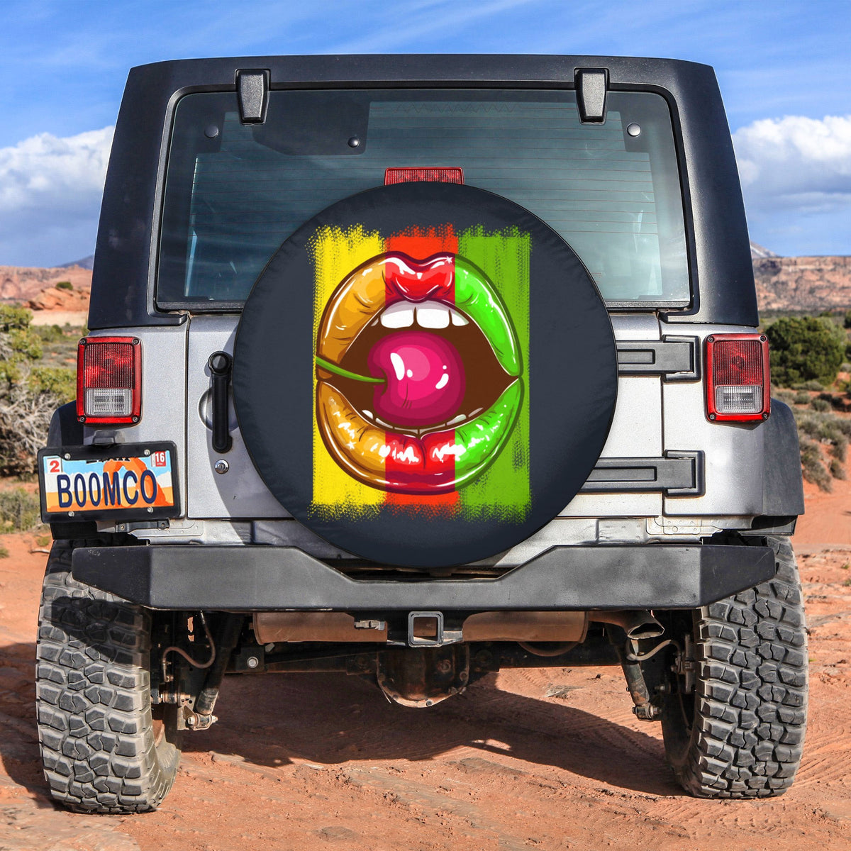 African Tire Covers - Juneteenth Spare Tire Cover Lips Biting Cherry NO.164 LT8 - Wonder Print Shop
