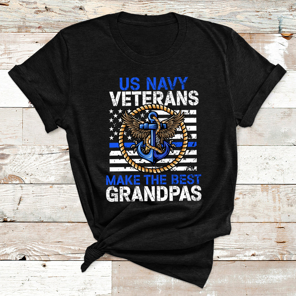 US Navy Veterans Make The Best Grandpas USA Flag Anchor T Shirt - Wonder Print Shop
