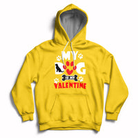 Daisy yellow dog lover Valentine hoodie with heart paw graphic and chest logo print
