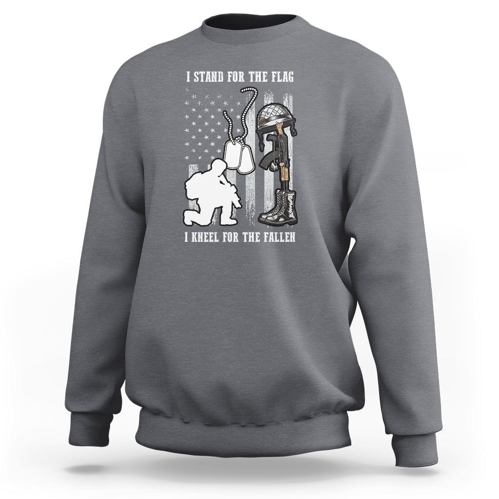 We Stand For the Flag We Kneel For The Fallen US Patriots Sweatshirt - Wonder Print Shop
