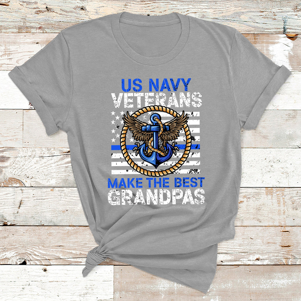 US Navy Veterans Make The Best Grandpas USA Flag Anchor T Shirt - Wonder Print Shop