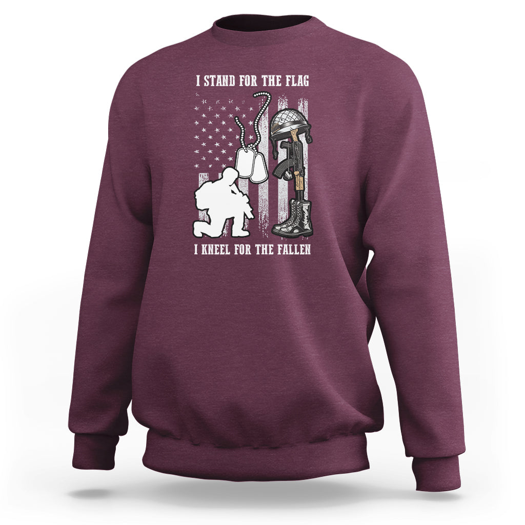 We Stand For the Flag We Kneel For The Fallen US Patriots Sweatshirt - Wonder Print Shop