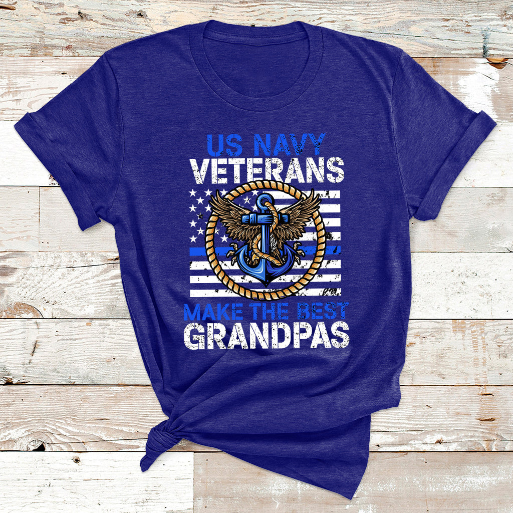 US Navy Veterans Make The Best Grandpas USA Flag Anchor T Shirt - Wonder Print Shop