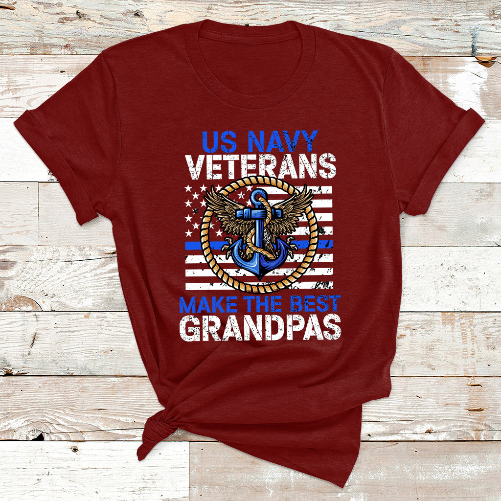 US Navy Veterans Make The Best Grandpas USA Flag Anchor T Shirt - Wonder Print Shop