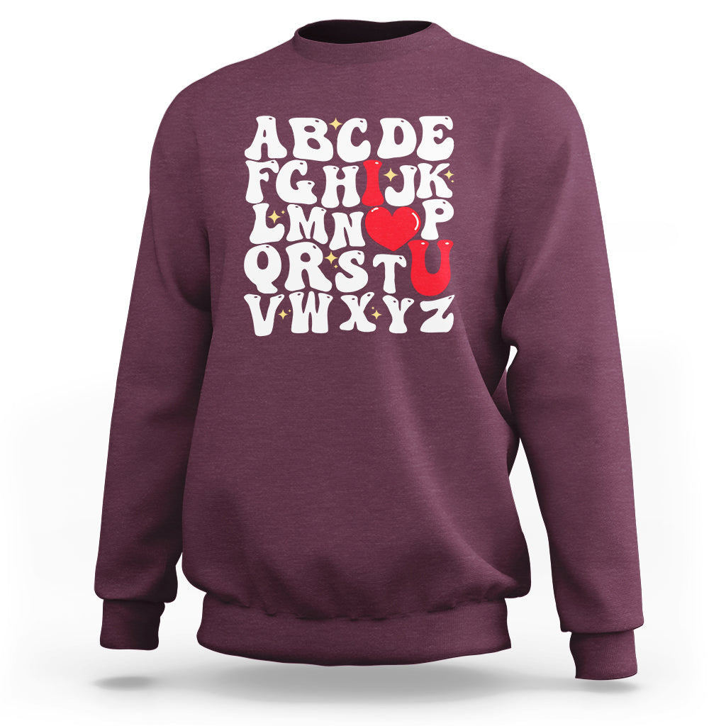 Alphabet Abc I Love You Valentines Day Heart Gifts Sweatshirt - Wonder Print Shop