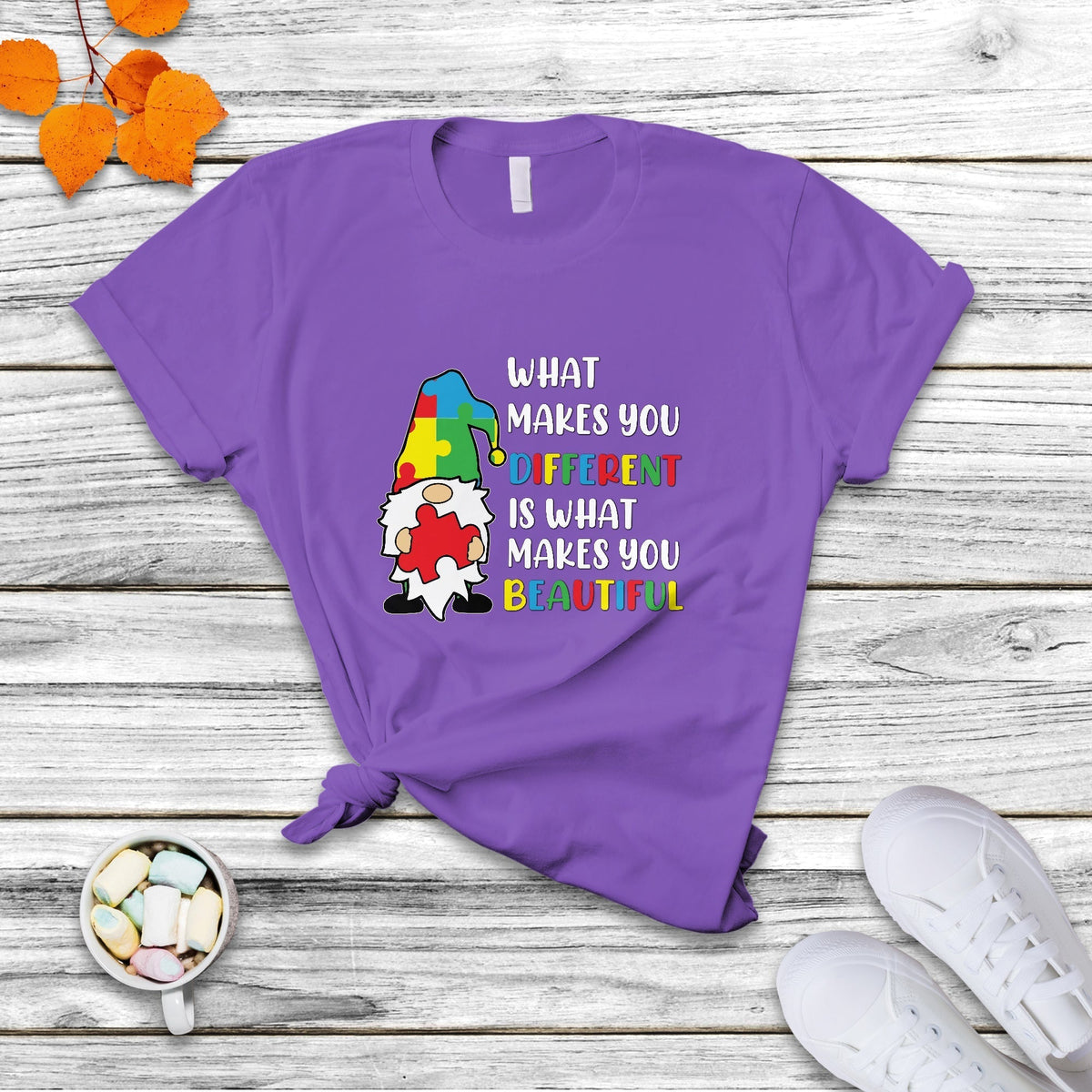 What Makes You Different Is Beautiful Gnome Autism Support T Shirt - Wonder Print Shop