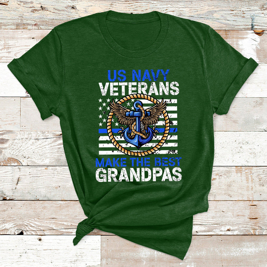 US Navy Veterans Make The Best Grandpas USA Flag Anchor T Shirt - Wonder Print Shop