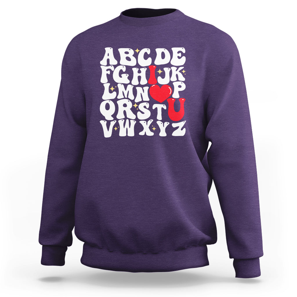 Alphabet Abc I Love You Valentines Day Heart Gifts Sweatshirt - Wonder Print Shop