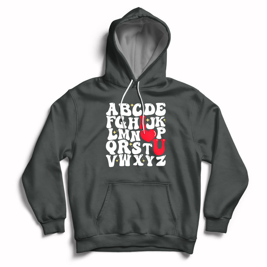 Alphabet Abc I Love You Valentines Day Heart Gifts Hoodie - Wonder Print Shop