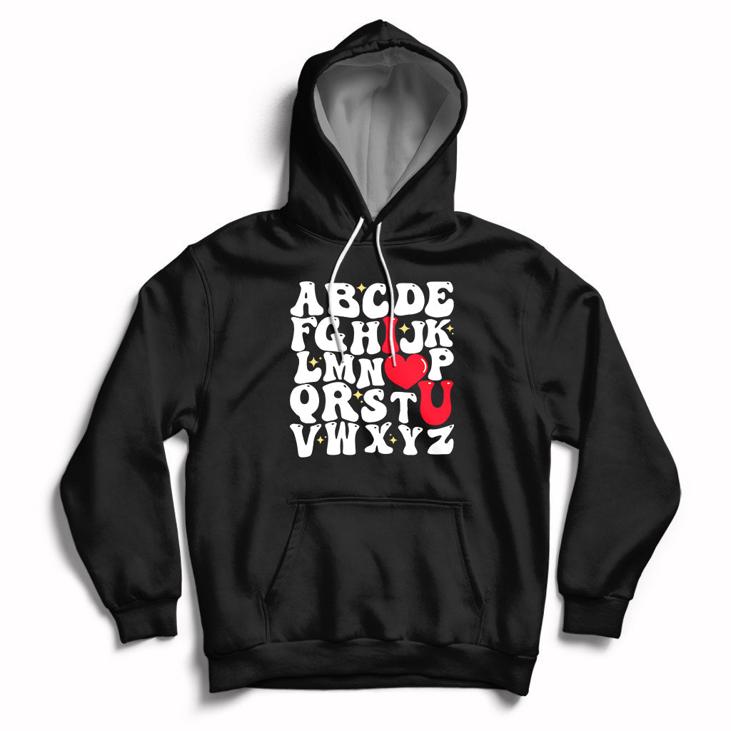Alphabet Abc I Love You Valentines Day Heart Gifts Hoodie - Wonder Print Shop